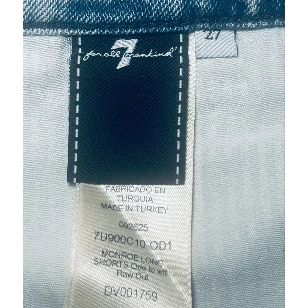 7 For All Mankind Monroe Long Denim Shorts, in Ode To. Size 27. NWT’s